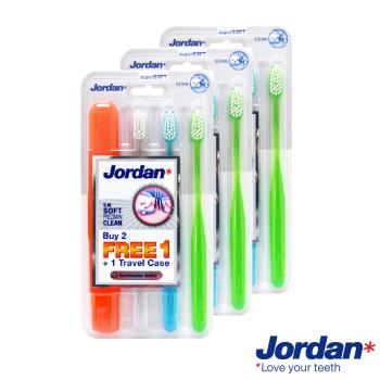 Jordan 超纖細牙刷-超軟毛x3支 旅行盒x3組