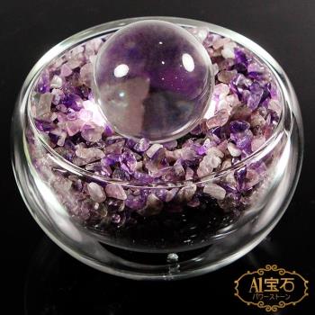 A1寶石 日本頂級天然紫水晶/白水晶聚寶盆-招財轉運居家風水必備
