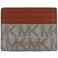 MICHAEL KORS 金字LOGO MK滿版PVC信用卡名片夾.白/橘