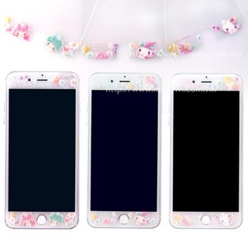 【Sanrio三麗鷗】iPhone 8 (4.7吋) 繁花系列 9H強化玻璃彩繪保護貼