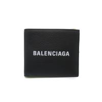 【BALENCIAGA】經典EVERYDAY系列品牌字母撞色對開短夾 (485108-黑X螢光綠)