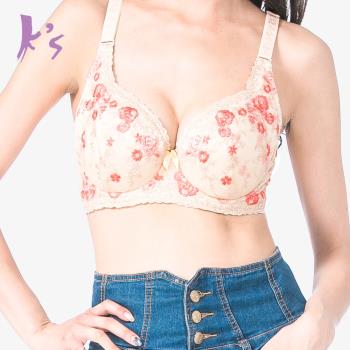 Ks凱恩絲 浪漫花朵專利蠶絲機能爆乳內衣AB杯 膚色 (M02)