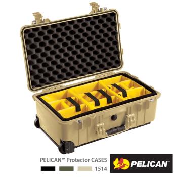 美國 PELICAN 1514 輪座拉桿氣密箱-含隔層(沙漠黃)