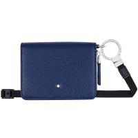 MONTBLANC 萬寶龍十字紋透明視窗零錢包(附背帶)-靛青色 116370