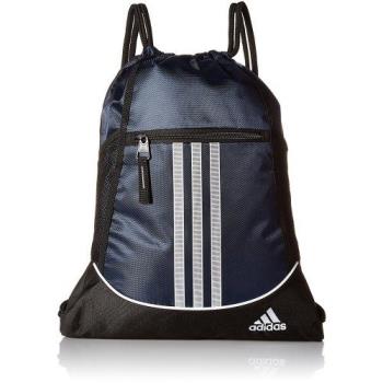 Adidas 2018時尚聯盟大學藍黑色拉鍊款抽繩後背包