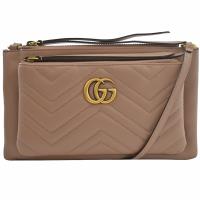 GUCCI 453878 GG Marmont WOC 拉鍊斜背包.沙棕色
