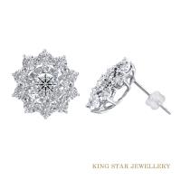 King Star 30分鑽石18K金陽光耳環(車花放大款)