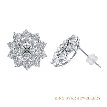 King Star 30分鑽石18K金陽光耳環 (最白Dcolor 3Excellent八心八箭完美車工)