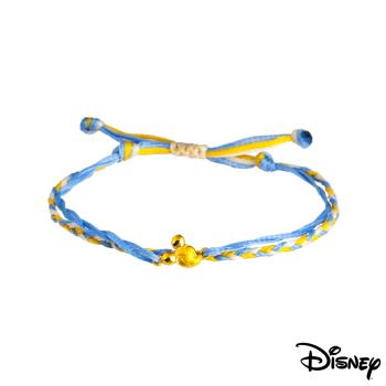 Disney迪士尼系列金飾 黃金/彩色蠟繩手鍊-樂觀米奇款