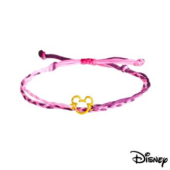 Disney迪士尼系列金飾 黃金/彩色蠟繩手鍊-經典米奇款