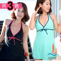 SANQI三奇 完美渡假 連身式泳裝 泳衣(共三色M~XL) SQ13110