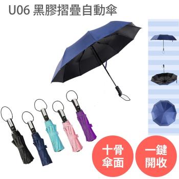 U06 抗UV 十骨 黑膠 摺疊 自動傘自動傘