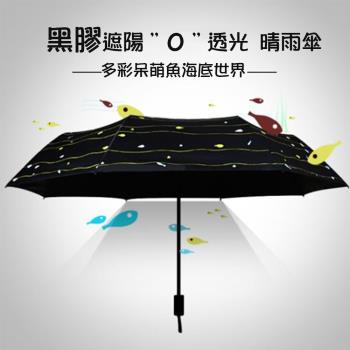 呆萌魚黑膠遮陽三折晴雨傘 CS-UB03