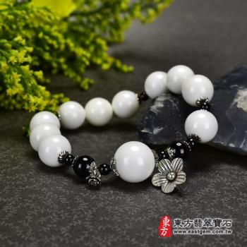 白硨磲手鍊（白硨磲珠子，珠徑約4-14mm，11顆白硨磲+9顆紅珠，WCG035）。【東方翡翠寶石】