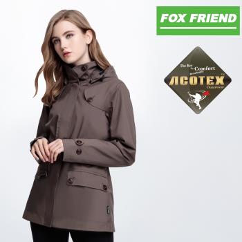 【FOXFRIEND 狐友】女款 中長版防水防風透氣舖棉外套