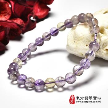 紫水晶加黃水晶手鍊(紫水晶珠子，珠徑約6.5mm，4顆黃珠+24顆紫珠，OPB055) 。【東方翡翠寶石】