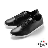 TRAVEL FOX(女) 踏實玩家 超軟牛皮極舒適免綁帶休閒鞋 - 冠軍明黑