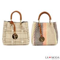 La Moda 編織風格可拆式2WAY手提肩背子母包(共2色)