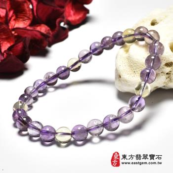 紫水晶加黃水晶手鍊(紫水晶珠子，珠徑約6.5-7mm，5顆黃珠+23顆紫珠，OPB068) 。【東方翡翠寶石】