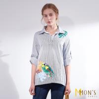 MONS立體修身質感條紋造型上衣