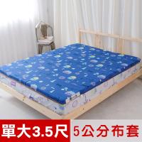 米夢家居-夢想家園-冬夏兩用床墊布套100%精梳純棉+紙纖蓆面-單人加大3.5尺(深夢藍)