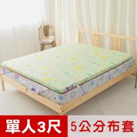 米夢家居-夢想家園-冬夏兩用床墊布套100%精梳純棉+紙纖蓆面-單人3尺(青春綠)