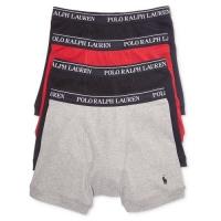 Ralph Lauren 男時尚馬球超軟黑紅灰色四角內著混搭4件組