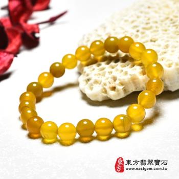 黃綠瑪瑙手鍊(黃綠瑪瑙珠子，珠徑約8mm，OML234) 。【東方翡翠寶石】