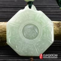 翡翠八卦項鍊玉珮(精工八卦太極,先天八卦,太極可轉動:八卦牌A貨翡翠八卦玉珮、緬甸玉八卦玉墜)。淡綠色糯種八卦,ED187。【東方翡翠寶石】