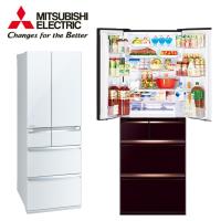 【送遙控風扇+不鏽鋼雙鍋禮盒組+直立式吸塵器】三菱 MITSUBISHI 日本原裝 一級能效 525公升變頻六門玻璃鏡面電冰箱MR-WX53C