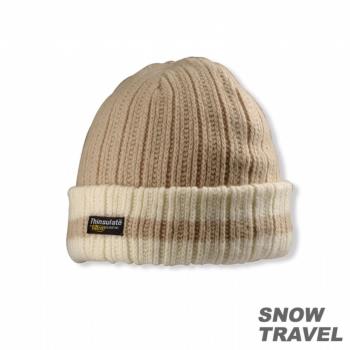 SNOWTRAVEL 3M防風透氣保暖羊毛帽(條紋摺邊) (駝黃)