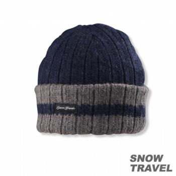 SNOWTRAVEL 3M防風透氣保暖羊毛帽(條紋摺邊) (藍色)