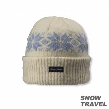 SNOWTRAVEL 3M防風透氣保暖羊毛帽(雪花摺邊) (白)