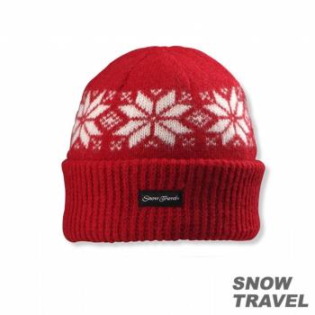 SNOWTRAVEL 3M防風透氣保暖羊毛帽(雪花摺邊) (紅色)