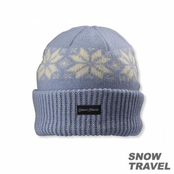SNOWTRAVEL 3M防風透氣保暖羊毛帽(雪花摺邊) (水藍)