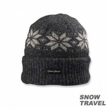 SNOWTRAVEL 3M防風透氣保暖羊毛帽(雪花摺邊) (深灰)
