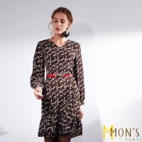 MONS歐式立體剪裁顯瘦印花洋裝
