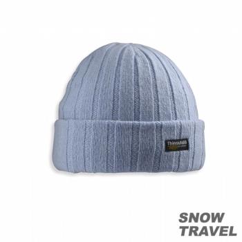 SNOWTRAVEL 3M防風透氣保暖羊毛帽(素面摺邊) (淺藍)