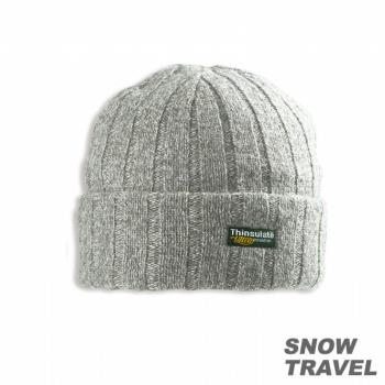SNOWTRAVEL 3M防風透氣保暖羊毛帽(素面摺邊) (淺灰)