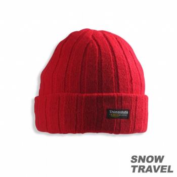 SNOWTRAVEL 3M防風透氣保暖羊毛帽(素面摺邊) (紅色)