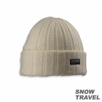 SNOWTRAVEL 3M防風透氣保暖羊毛帽(素面摺邊) (白)