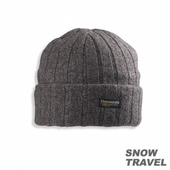 SNOWTRAVEL 3M防風透氣保暖羊毛帽(素面摺邊) (深灰)