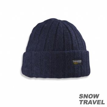 SNOWTRAVEL 3M防風透氣保暖羊毛帽(素面摺邊) (藍色)