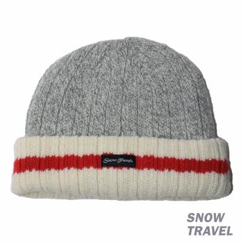 SNOWTRAVEL 3M防風透氣保暖羊毛帽(條紋摺邊) (淺灰)