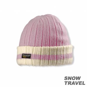 SNOWTRAVEL 3M防風透氣保暖羊毛帽(條紋摺邊) (粉紅)