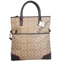【COACH】經典C LOGO防水PVC折疊兩用包_卡其色