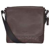 【COACH】立體浮雕C Logo掀蓋斜背包_咖啡色