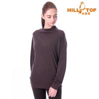 【hilltop山頂鳥】女款混羊毛保暖上衣H51FI5黑咖啡豆