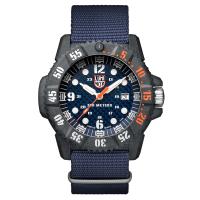LUMINOX 雷明時MASTER CARBON SEAL 3800 碳纖維超級海豹 - 海軍藍x橘時標/ 46mm A3803.C