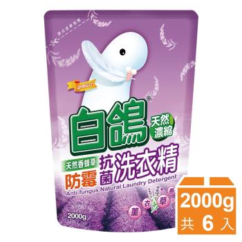 【白鴿】天然抗菌洗衣精 香蜂草防霉 補充包 6入組(2000gx6)